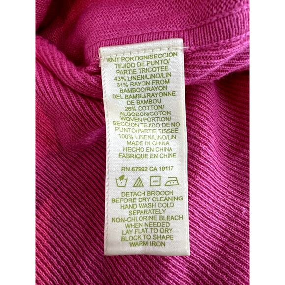 NWT Sigrid Olsen Fiesta Samba Island Flower Pink Long Sleeve Button Sweater 1X - Picture 8 of 9